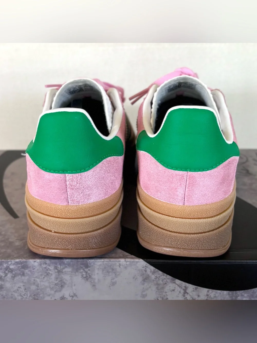 Adidas Gazelle Bold Pink Lucid Cyan Shoes Womens Size 7 IE0420 Platform Sneakers